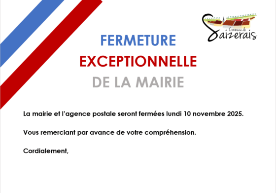 Fermeture exceptionnelle de la mairie